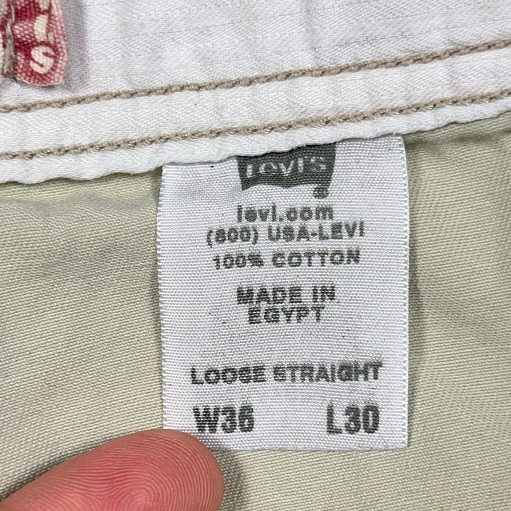 Vintage Levis Cargo Pants Men 36x30 Tan Khaki Twill Baggy Y2K Skate Paratropper - Picture 5 of 16